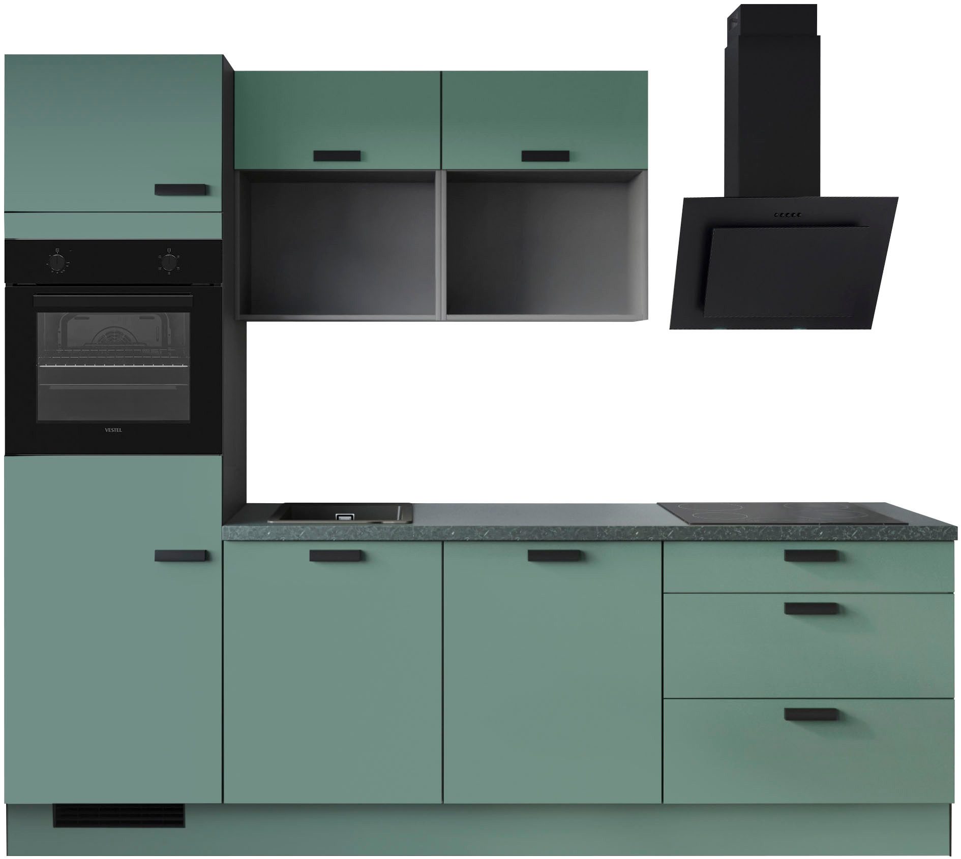 IMPULS KÜCHEN Küchenzeile "Breslau", Ausrichtung wählbar, Schubkästen mit Soft-Close, vormontiert, wahlweise mit E-Geräten, Breite 260cm