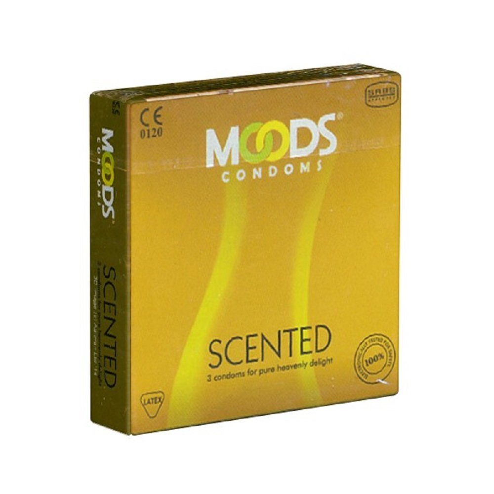 MOODS Condoms Kondome Scented Condoms Packung mit, 3 St., Kondome für romantische Momente, Kondome mit Blumen-Aromen - Jasmin, Moschus und Rose