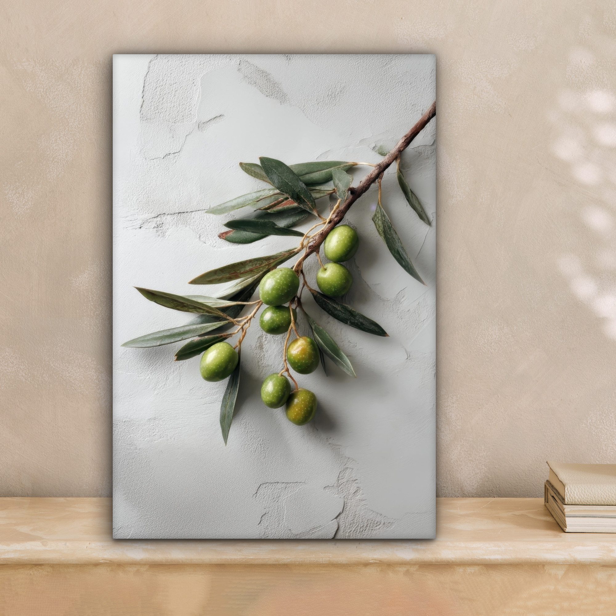 OneMillionCanvasses® Leinwandbild Olivenzweig - Beton - günstig online kaufen