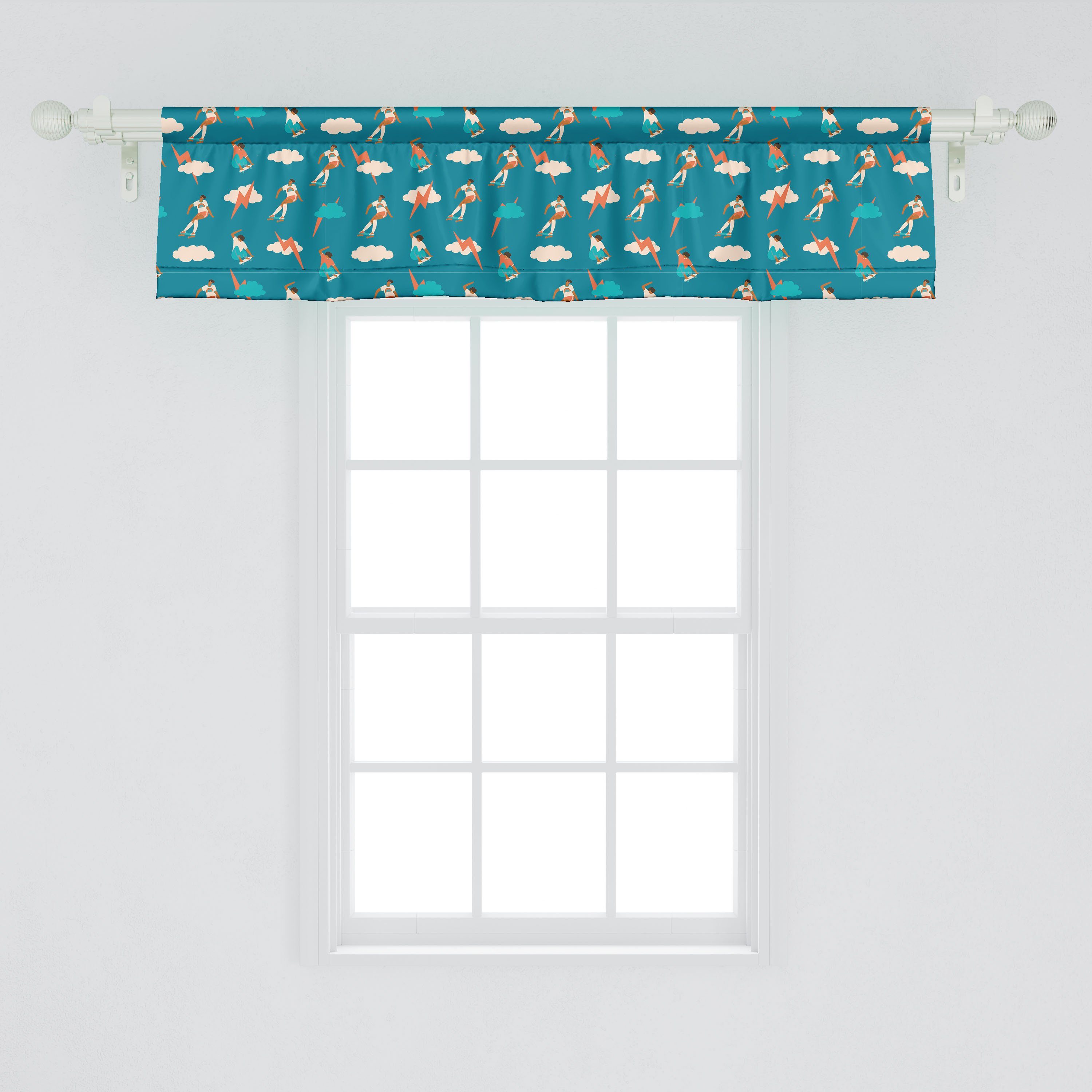 Scheibengardine Vorhang Volant für Dekor mit Stangentasche, Junge, Moves Abakuhaus, Küche Schlafzimmer Microfaser, Skateboardfahren