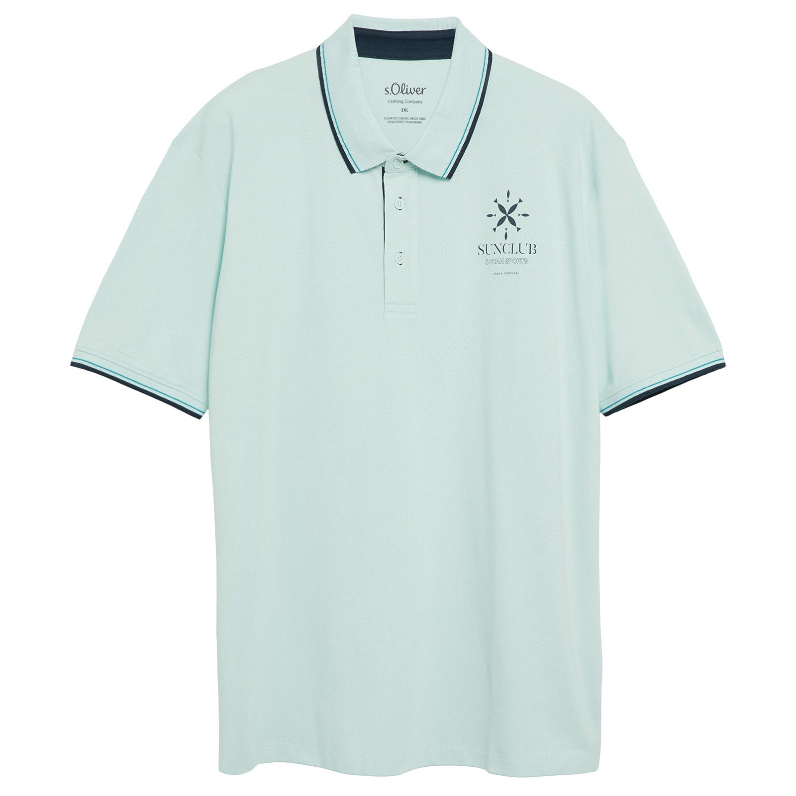 s.Oliver Poloshirt s.Oliver Übergrößen Poloshirt mint Brustprint