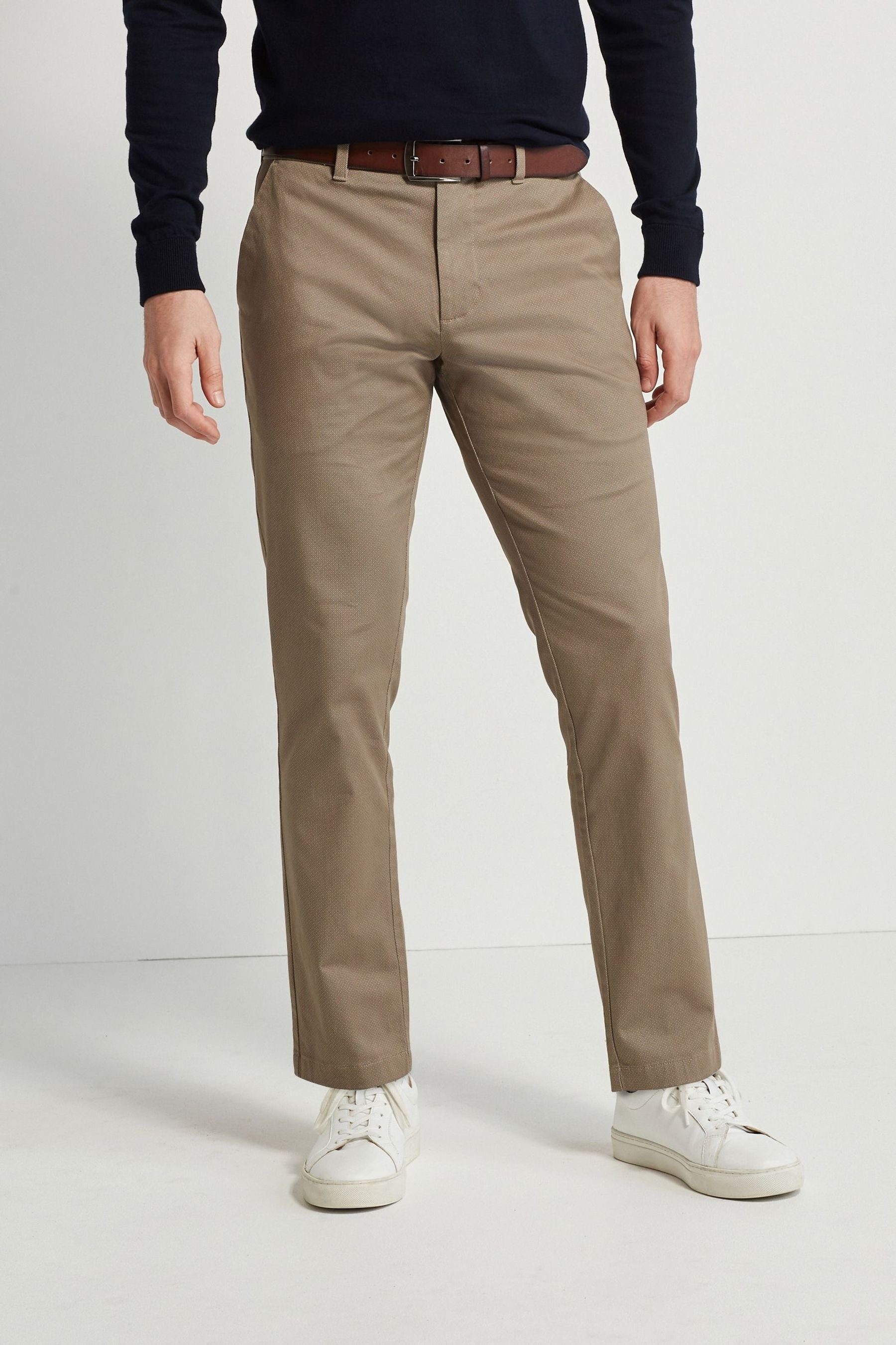 Chinohose Weiche Straight Fit Chinohose mit Print und Gürtel