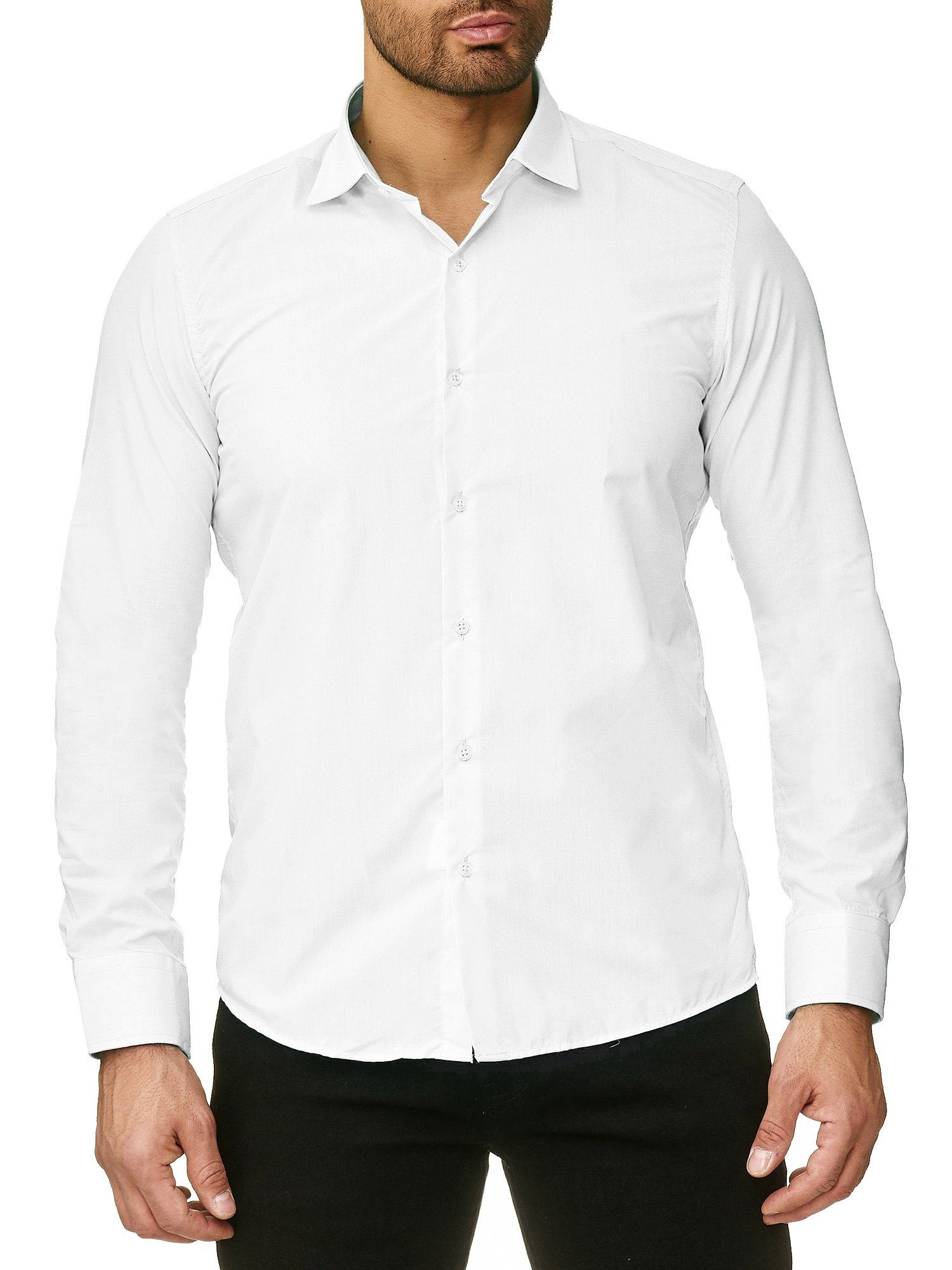 Langarmhemd Reslad Herren Hemd Kentkragen Unicolor Langarmhemd RS-7002
