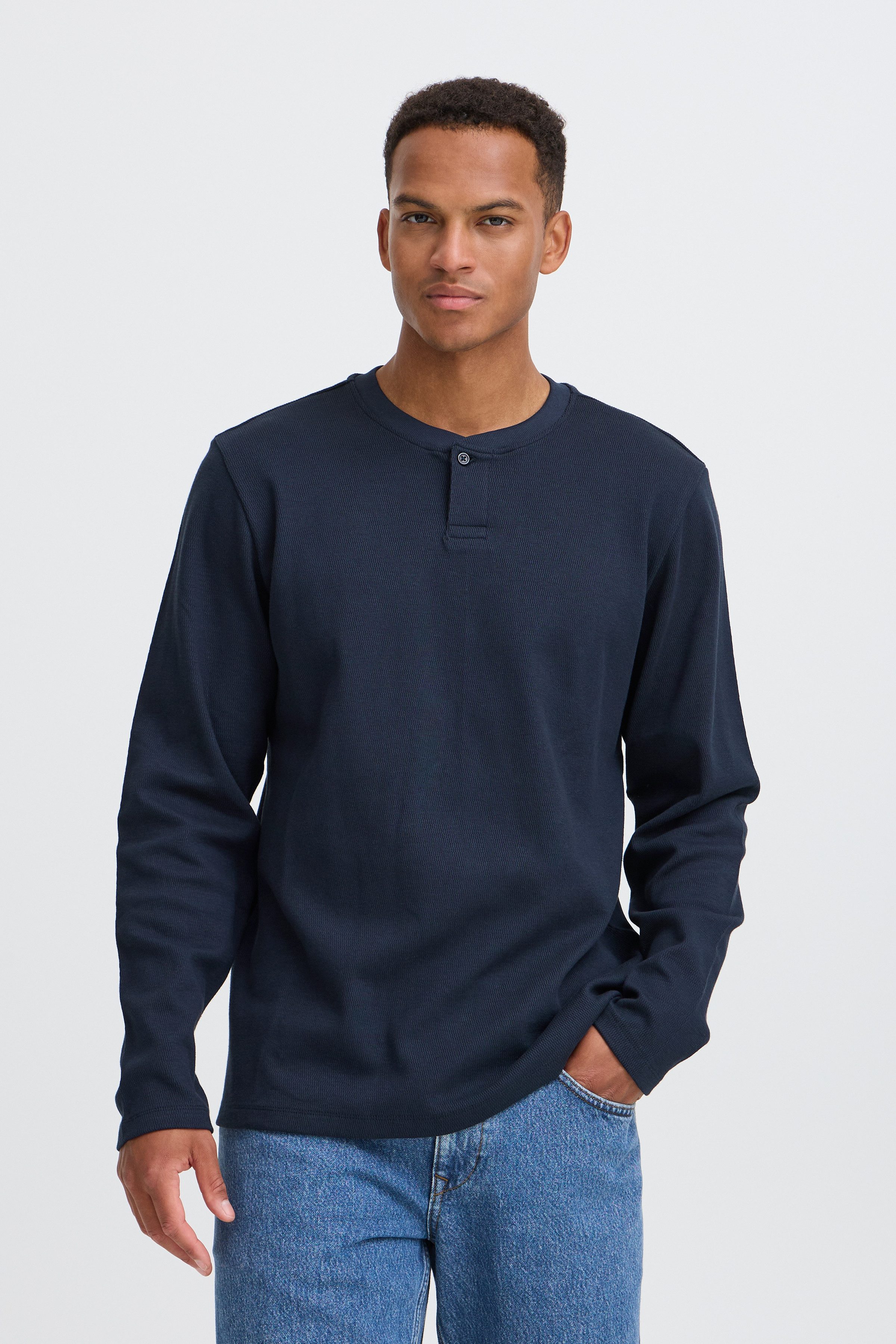 Blend Langarmshirt BHLEWIS L/S STRUCTURE GD TEE Baumwollmischung, regular fit