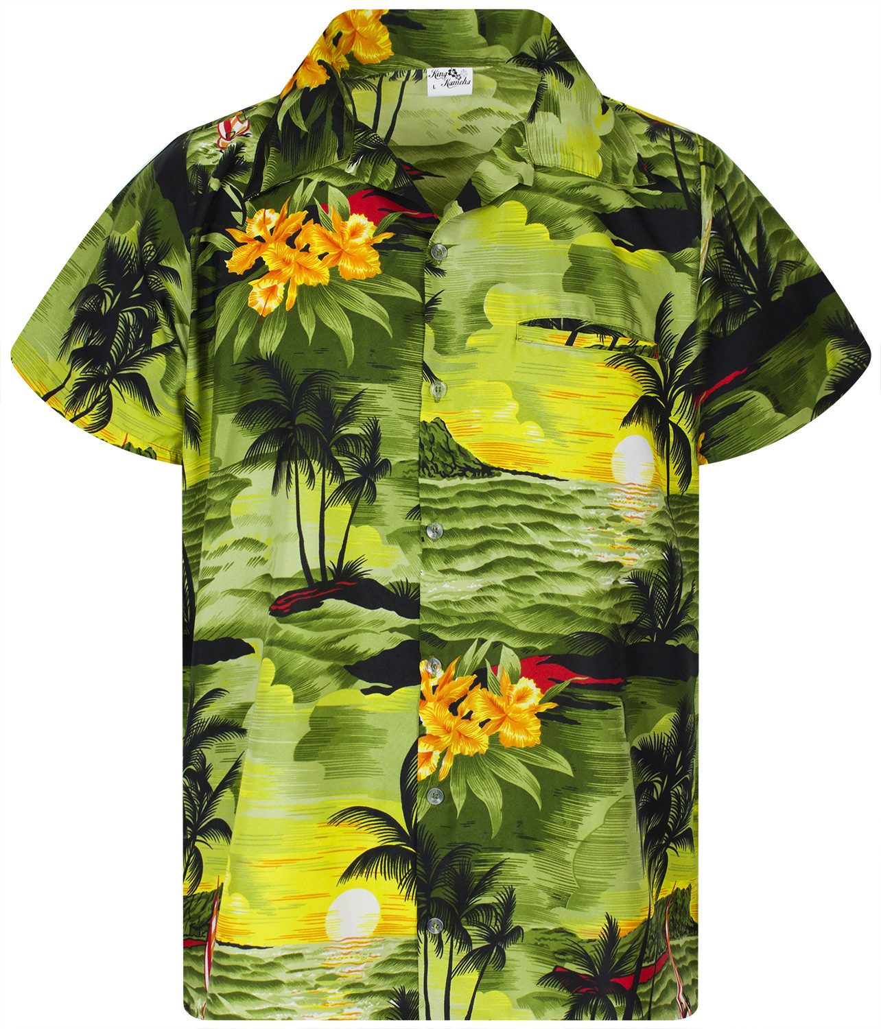 King Kameha Hawaiihemd Surf Übergrößen 7XL-12XL Kurzarm Front-Tasche Stylis günstig online kaufen