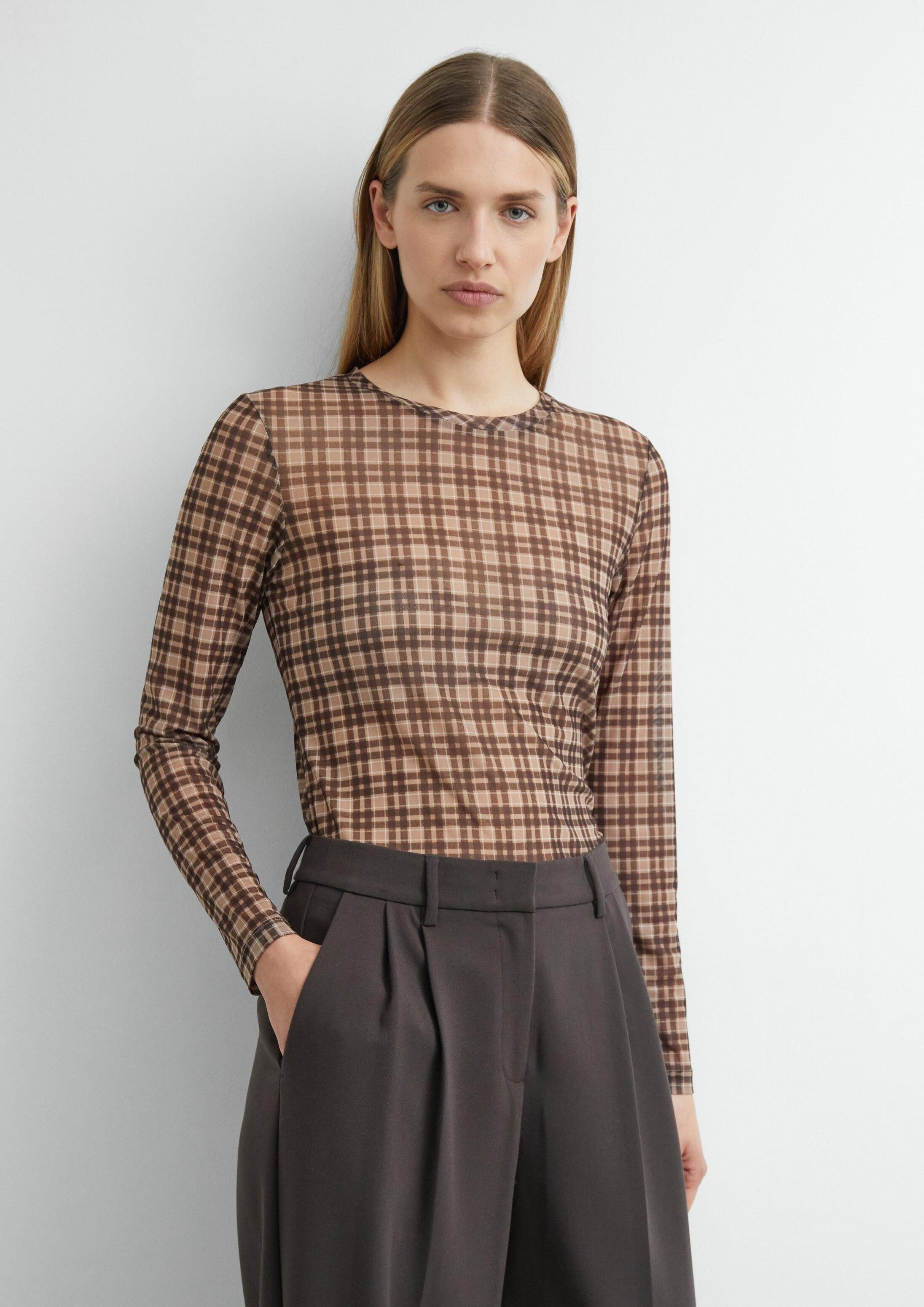 comma Langarmshirt T-Shirt Longsleeve aus Mesh