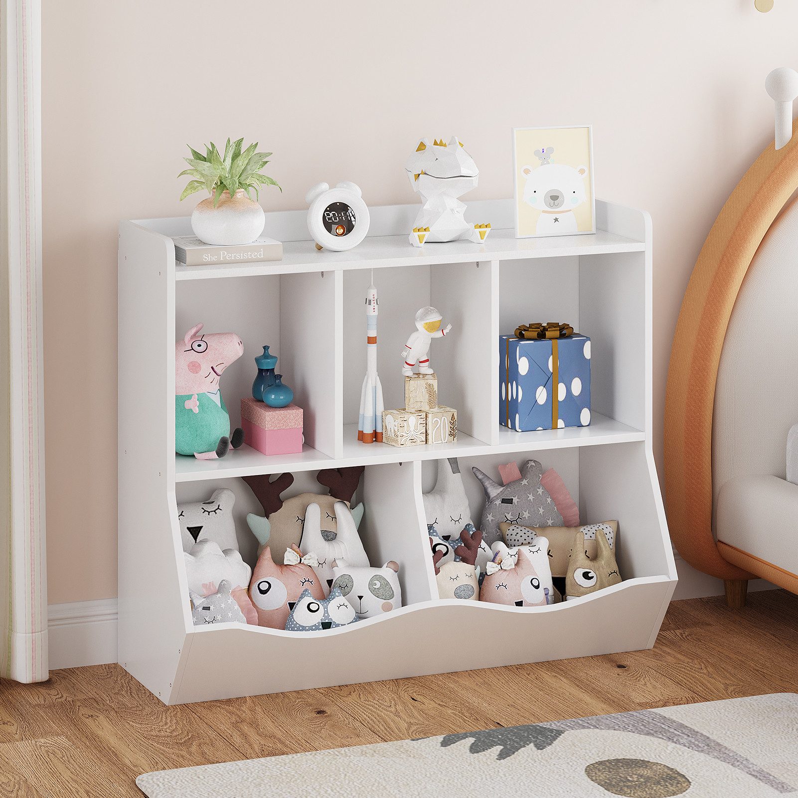 GarveeMore Kinderregal Spielzeugregal Kinderregal mit 5 günstig online kaufen