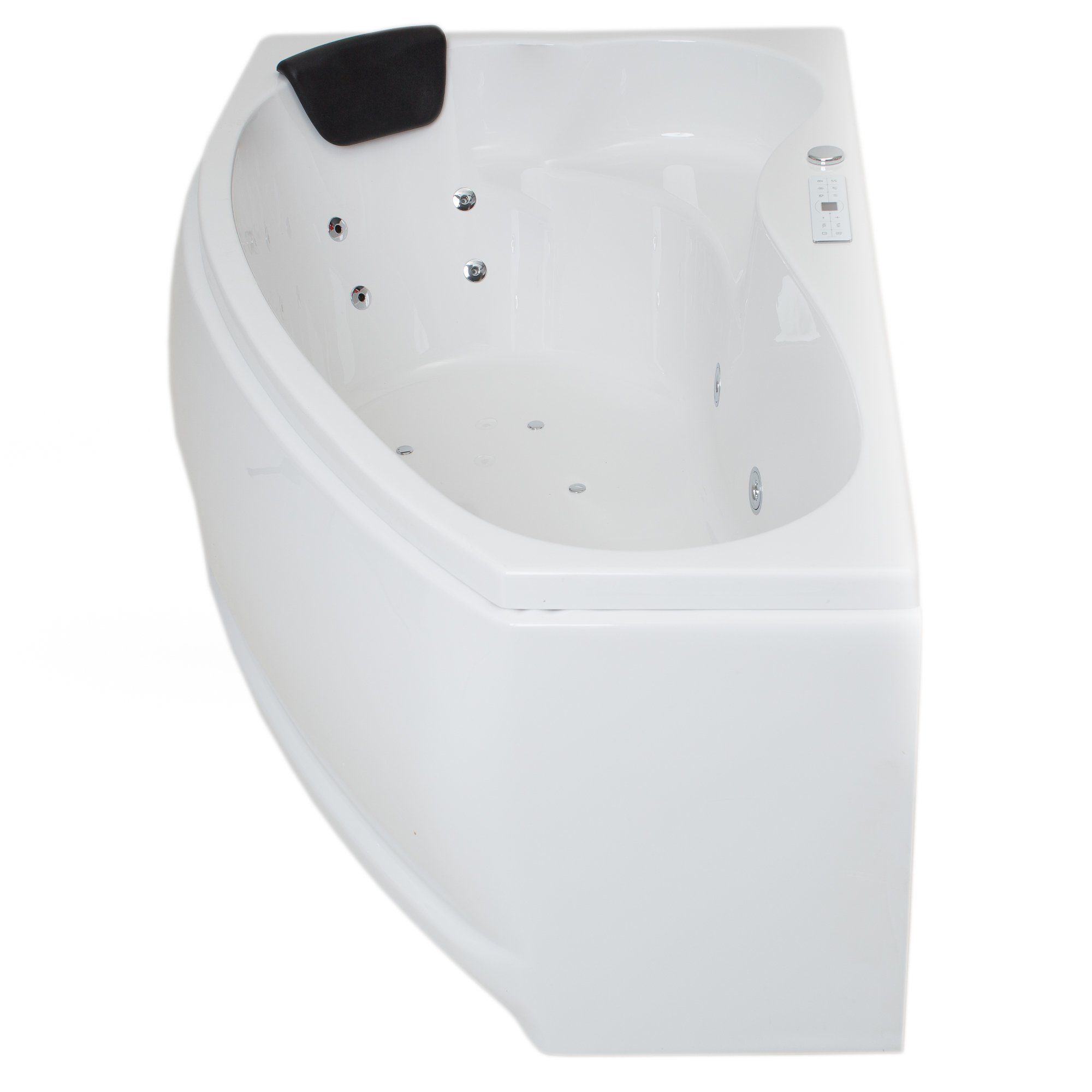 Basera® Whirlpool-Badewanne PREMIUM Indoor Eck-Whirlpool Badewanne Formentera Links 160 x 90 cm, (Komplett-Set), mit 17 Massagedüsen, Heizung, Wasserdesinfektion, Bodenansaugung, L...