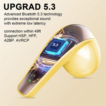 BESNOOW Kabellos Bluetooth 5.3 mit 4 Mikrofon, 2024 Neue In-Ear-Kopfhörer (Stabile Bluetooth-Verbindung bis zu 15 Metern für maximale Bewegungsfreiheit., ENC Lärmreduzierung Earbuds 40H Tiefer Bass LED-Anzeige IP7Wasserdicht)