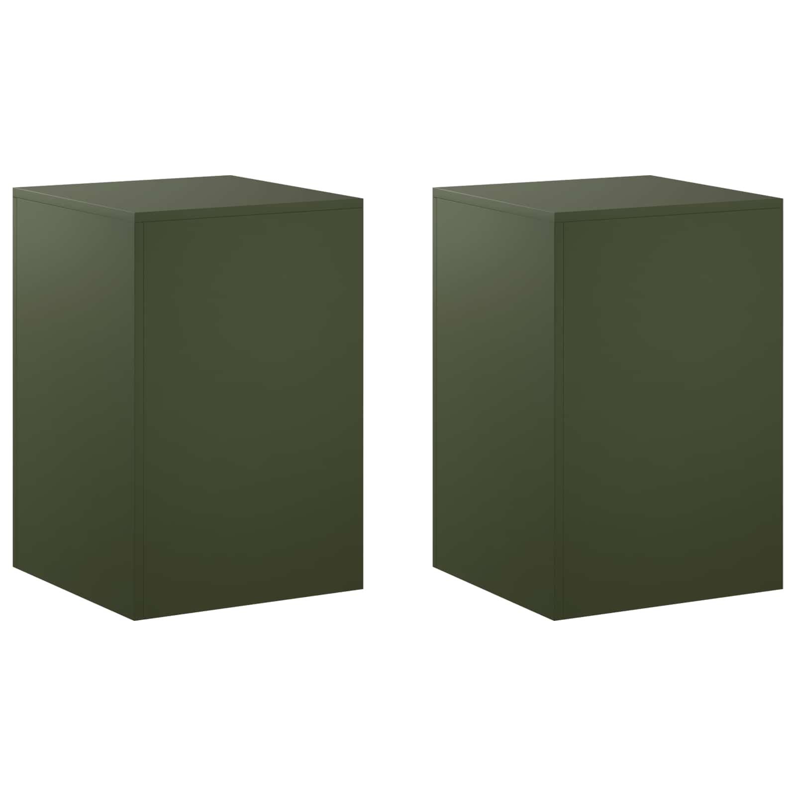 vidaXL Blumenständer Pflanzenständer 2 pcs Olivgrün 40 x 40 x 60 cm Stahl (2 St)