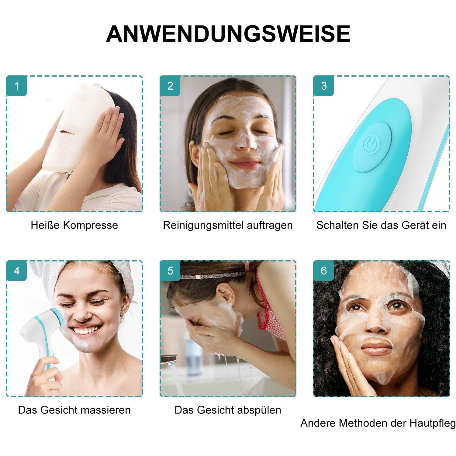 LOVONLIVE Gesichtsreinigungsbürste 3 Wiederaufladbares Ölentfernung Gesichtsreinigungsset Gesichtsreinigungsbürste, Gesichtsbürste Elektrische 1 in Schmutzablösung