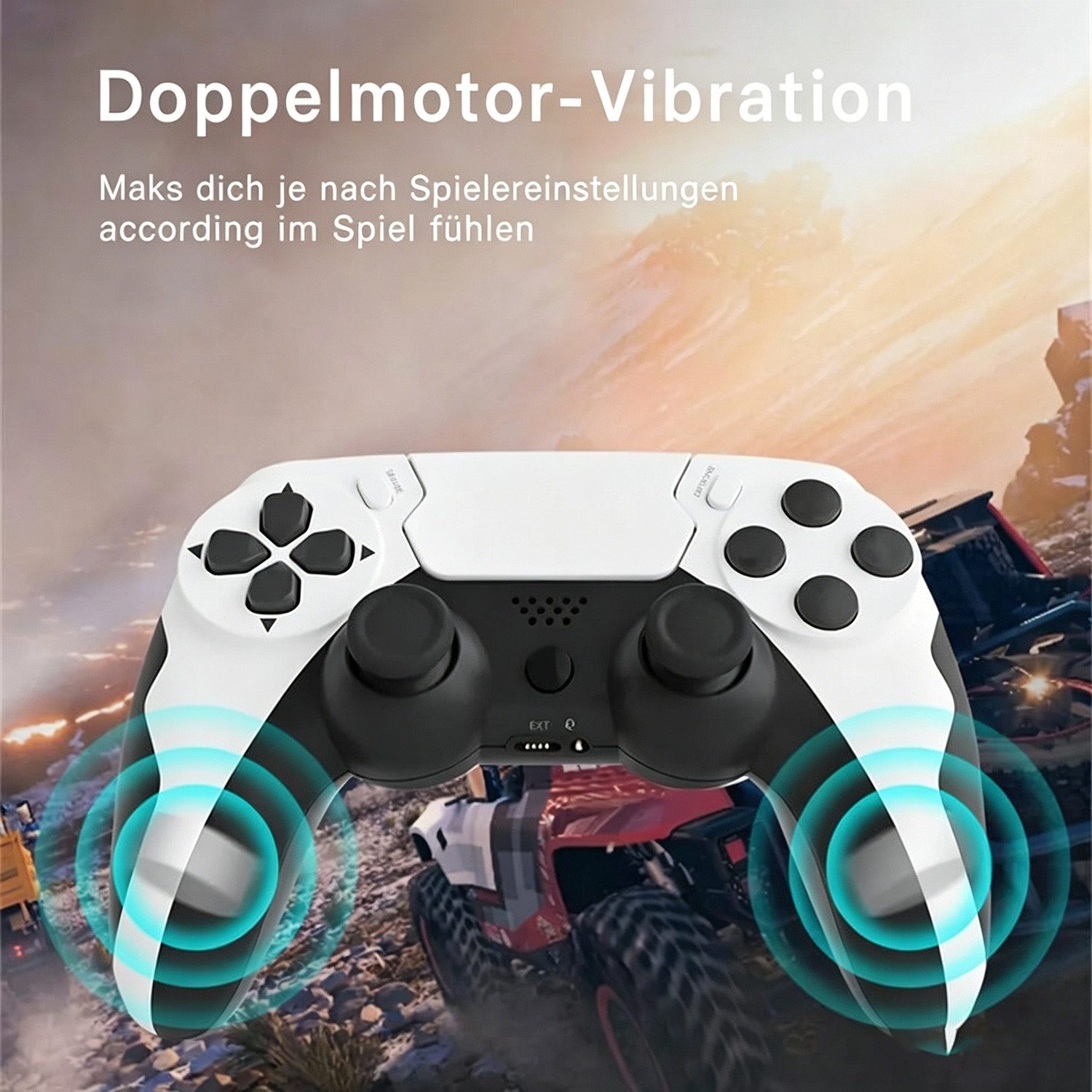 Toomoke Wireless Controller Kompatibel für PS4/PC, Dual Vibration, Touchpad Controller (Controller mit Doppelter Vibration, 6-Achsen-Gyro-Sensor, Touchpad)