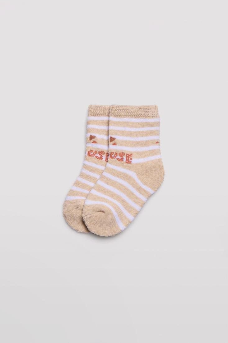 YSABEL MORA Thermosocken Ysabel Mora 2er Pack Baby Thermo Strümpfe Socken Maus grau peach Ringe (2-Paar)