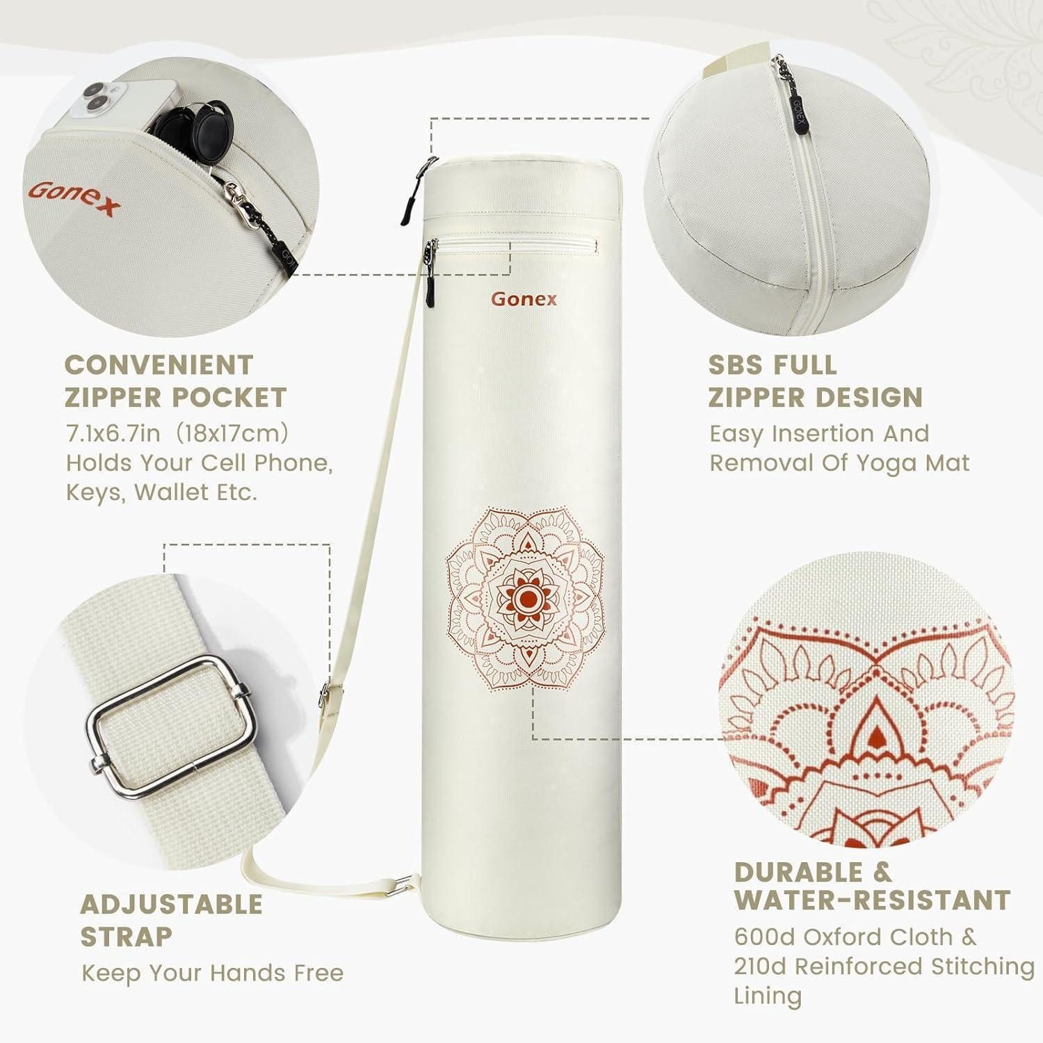 LuxusKollektion Yogatasche Yogatasche Yogamatte Reißverschluss Schultergurt Beige Stechapfel