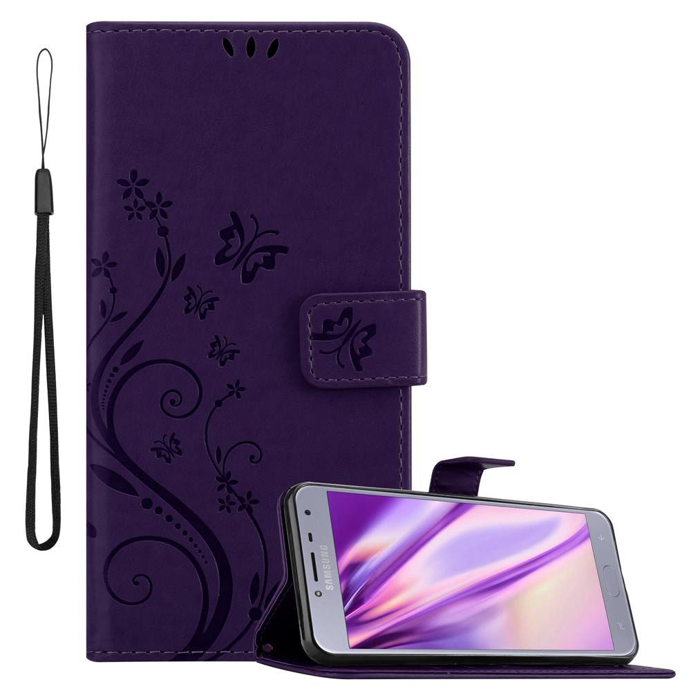 Cadorabo Handyhülle für Samsung Galaxy J4 2018 Hülle Samsung Galaxy J4 2018, Hülle Schutzhülle Blumen Flower mit Standfunktion Kartenfach Magnet