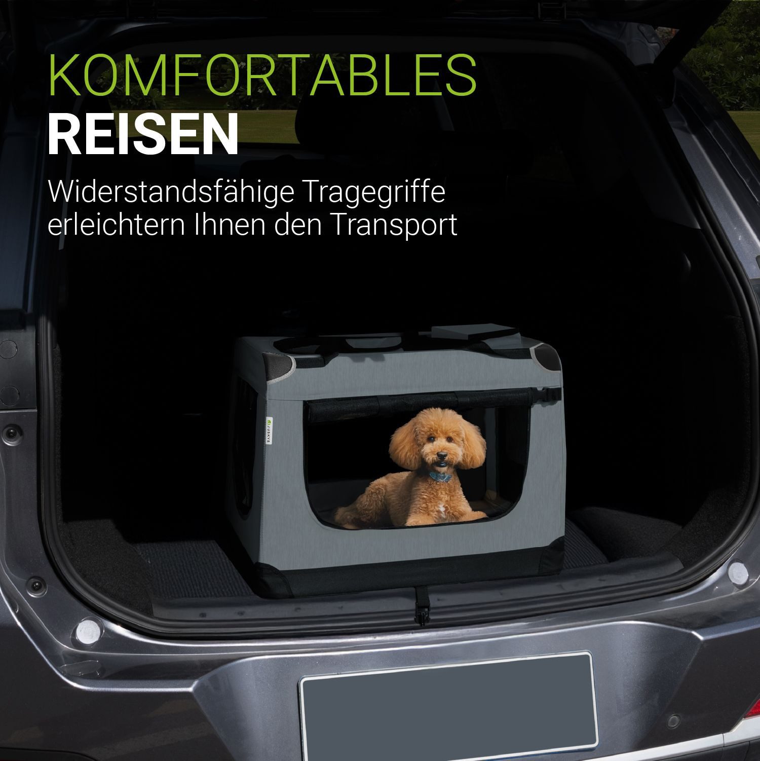 Juskys Tiertransporttasche Lassie, mit Decke, Tasche,Griffen und Fressnapf