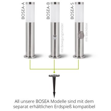 linovum LED Außen-Wandleuchte 3er Set Wegeleuchte BOSEA-A mit E27 Sockel - Pollerleuchte Hoehe 50cm, Leuchtmittel nicht inklusive