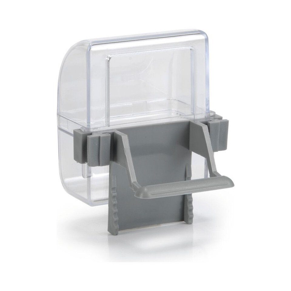 Futterautomat Vogel Futter-und Wassernapf transparent/grau - 2er Pack