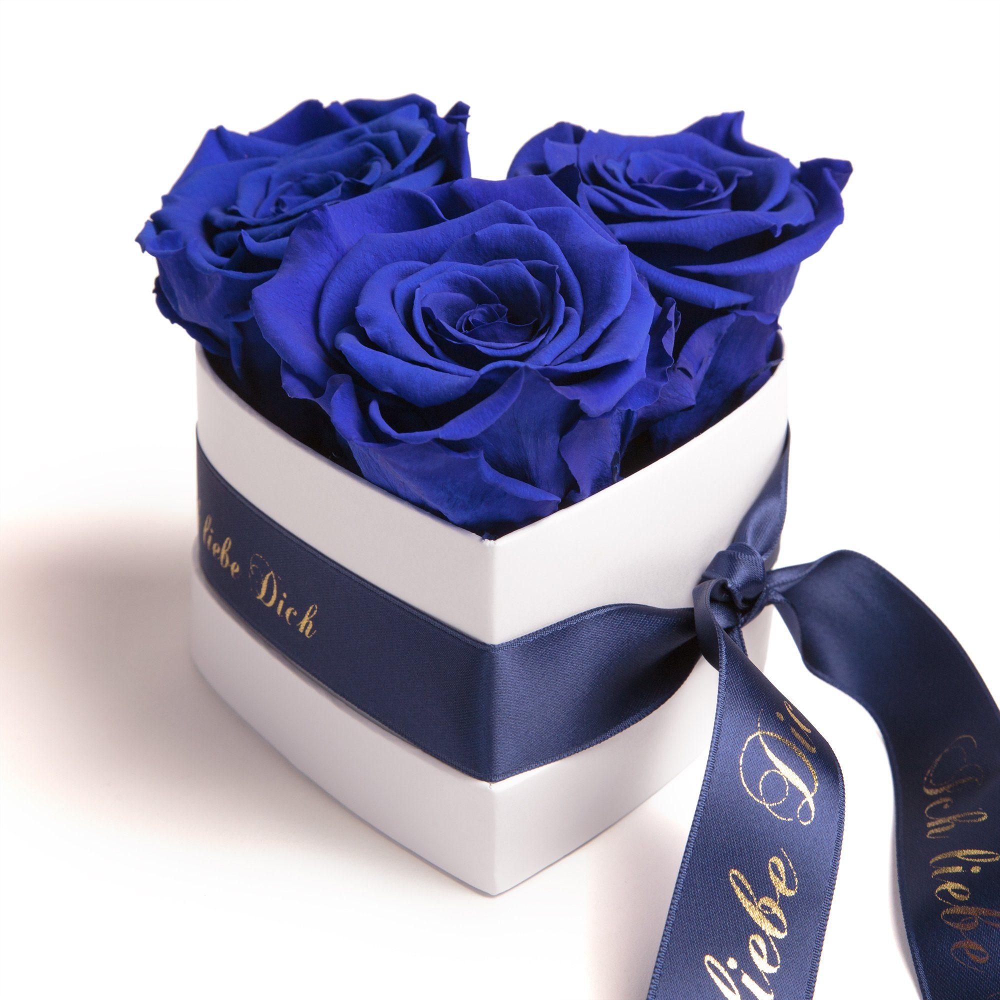 Kunstblume Rosenbox Herz 3 infinity Rosen Ich liebe Dich Geschenk für Sie Rose, ROSEMARIE SCHULZ Heidelberg, Höhe 10 cm, Liebesbeweis Valentinstag, Made in Germany