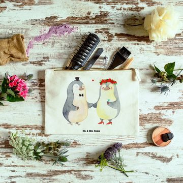 Mr. & Mrs. Panda Kosmetiktasche Grösse XL Große Pinguin Heirat - Weiß - Geschenk, Schminktasche, Freu (1-tlg), Vielseitig nutzbar