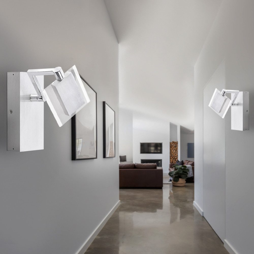 FISCHER & HONSEL LED Wandleuchte, LED-Leuchtmittel fest verbaut, Warmweiß, Wandleuchte schwenkbar Wandlampe Glas Flurlampe Treppenhaus