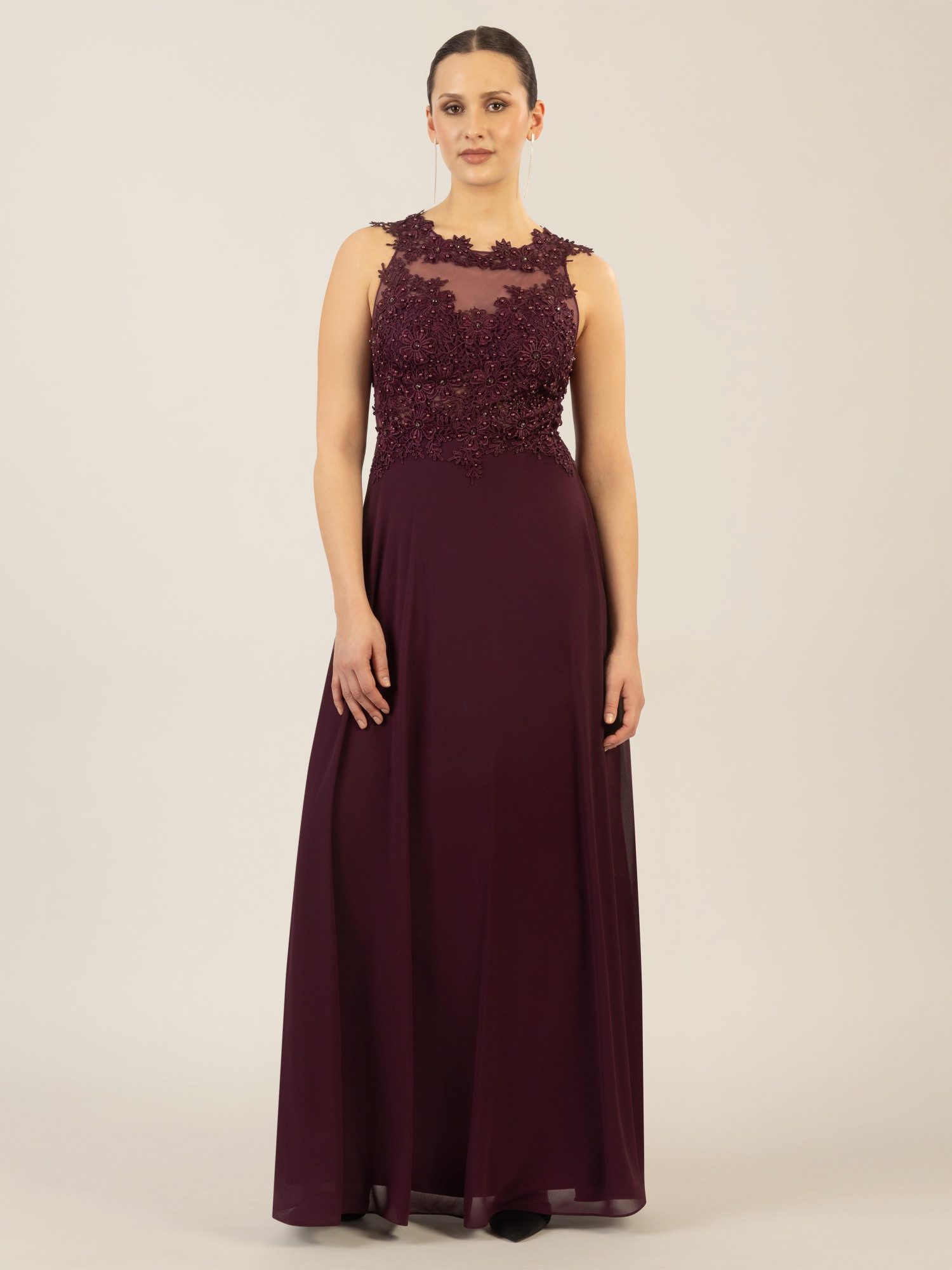 Apart Abendkleid im Materialmix aus bestickter günstig online kaufen