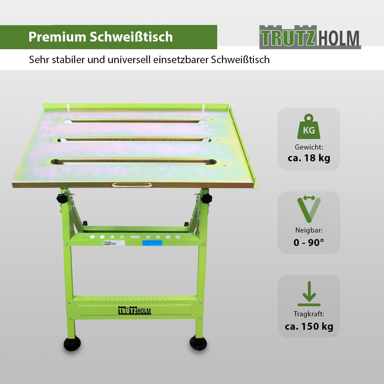 höhenverstellbar TRUTZHOLM Schweißtisch klappbar 77-100 cm von stufenlose Werkbank Neigu