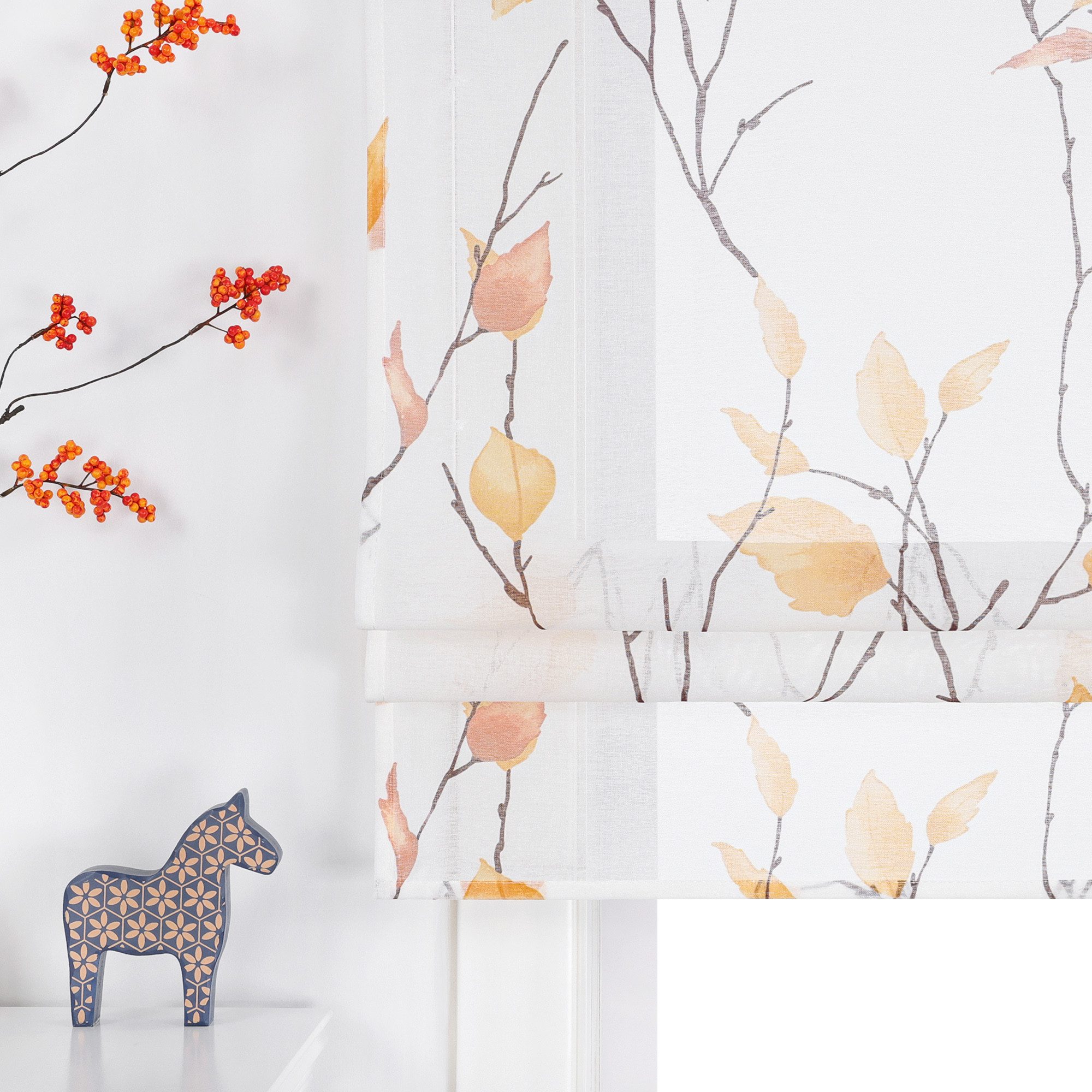 Joyswahl Raffrollo, mit Klettband, ohne bohren, mit Zweig und Blattmotiven günstig online kaufen