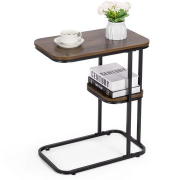 Yorbay Beistelltisch Couchtisch E-Form 50 x 30 x 58cm mit zwei Ebenen, Industrie-Design, Kaffeetisch Sofatisch Nachttisch Betttisch Laptoptisch