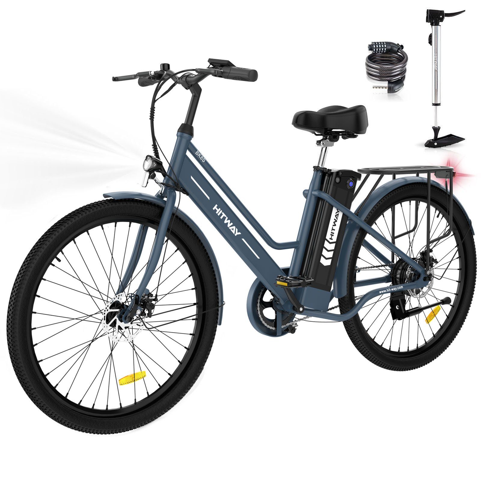 HITWAY E-Bike, SPedelec Elektro Trekkingrad 26" cityrad max 70km