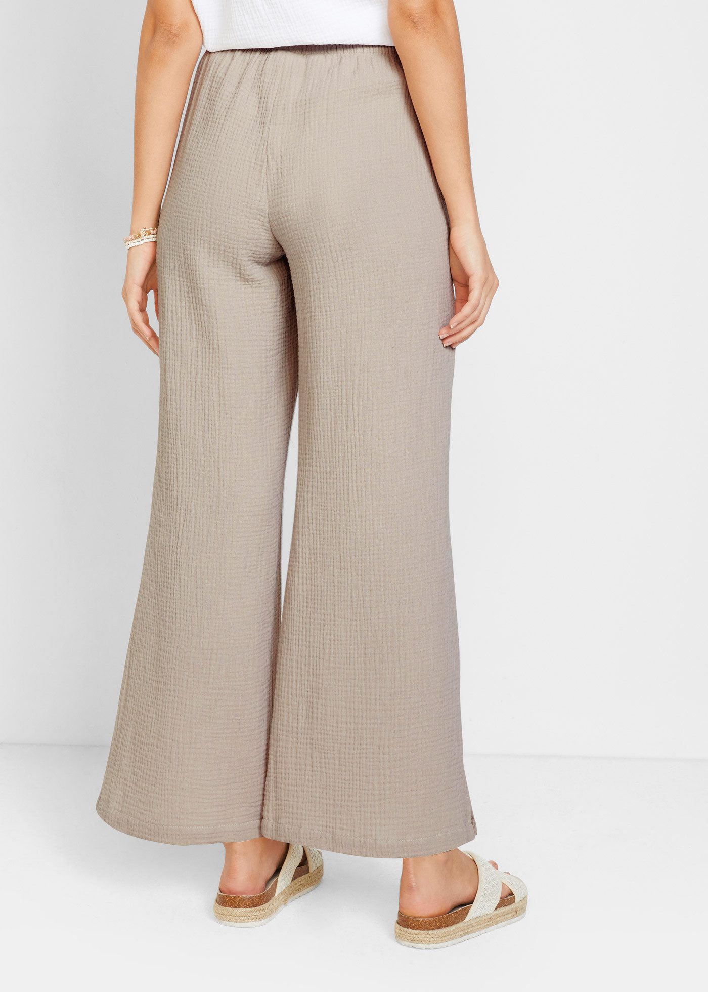 bonprix Palazzohose (1-tlg) aus Musselin, lockere Passform, elastischer Bund, knöchellang