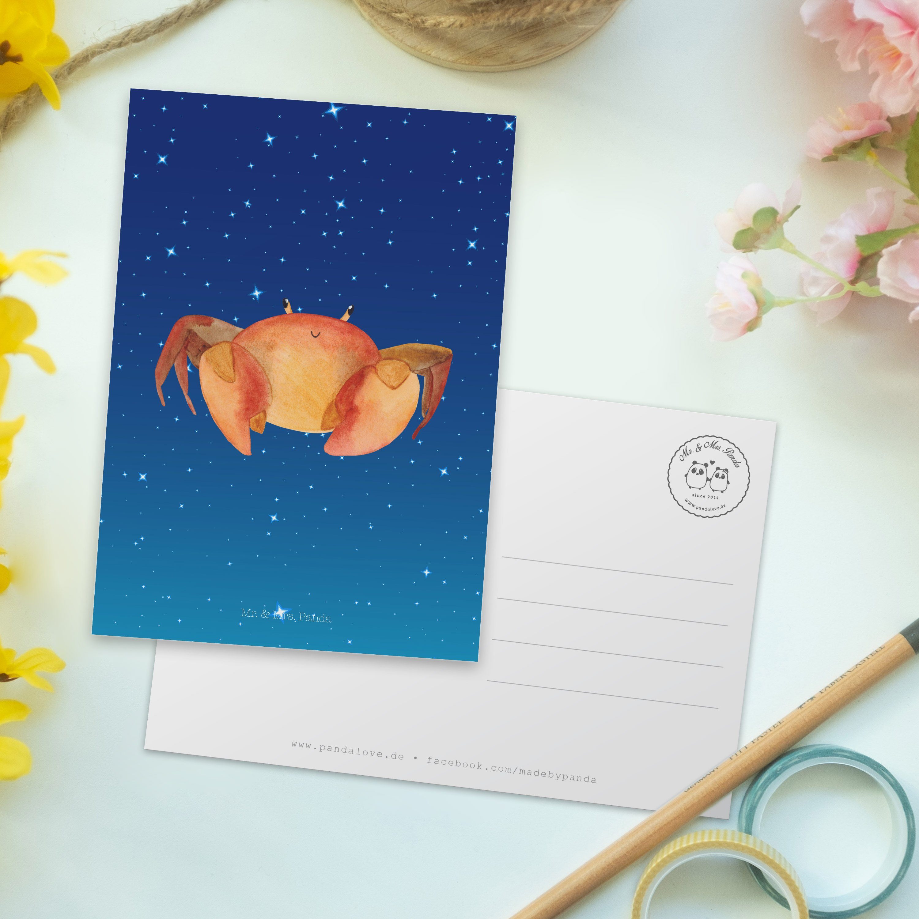 Geschenk, Geschenk, Mr. Krebs & - K Mrs. Postkarte Sternenhimmel - Krebs Sternzeichen Panda Blau