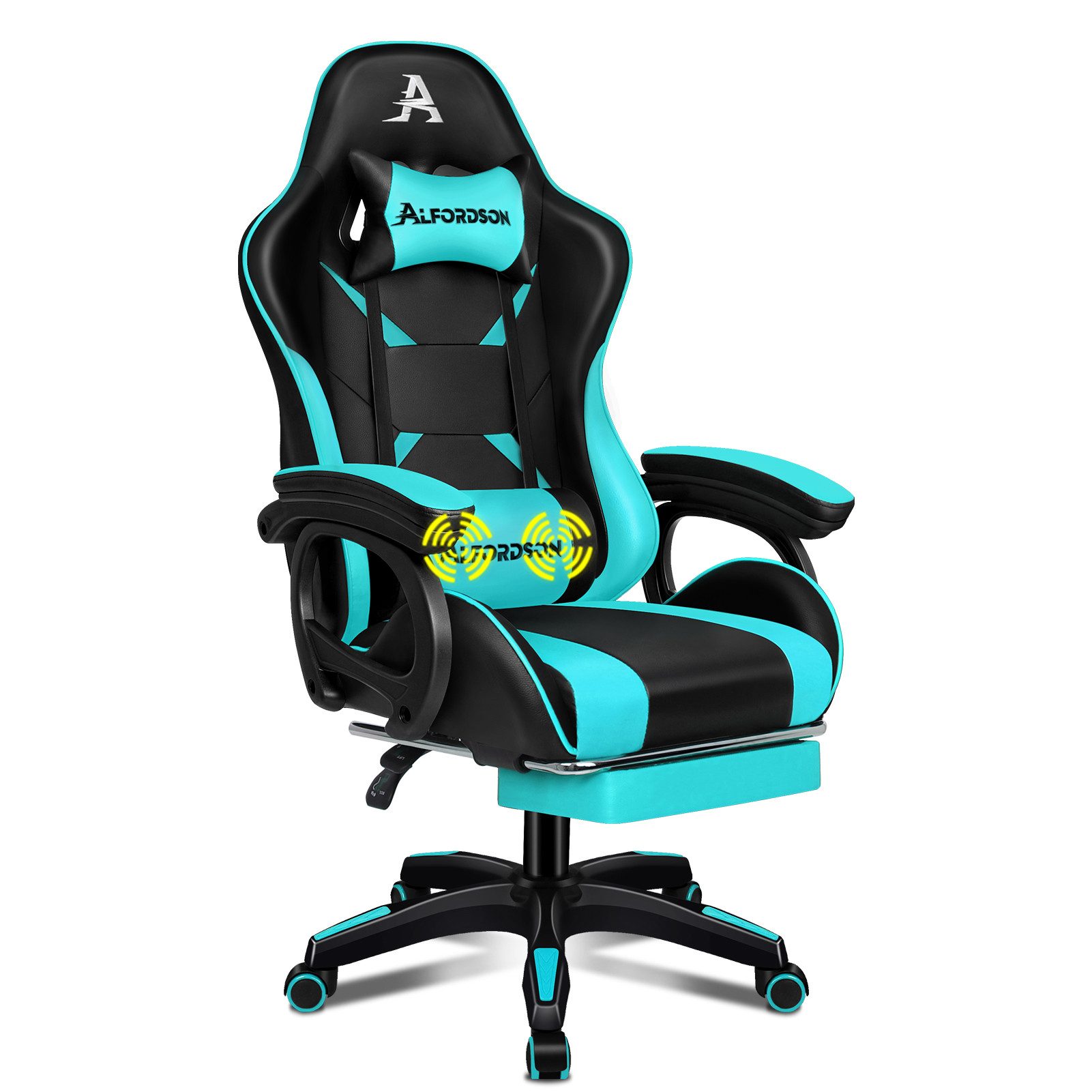 ALFORDSON Gaming-Stuhl mit Massage, verstellbar, PU-Leder, günstig online kaufen
