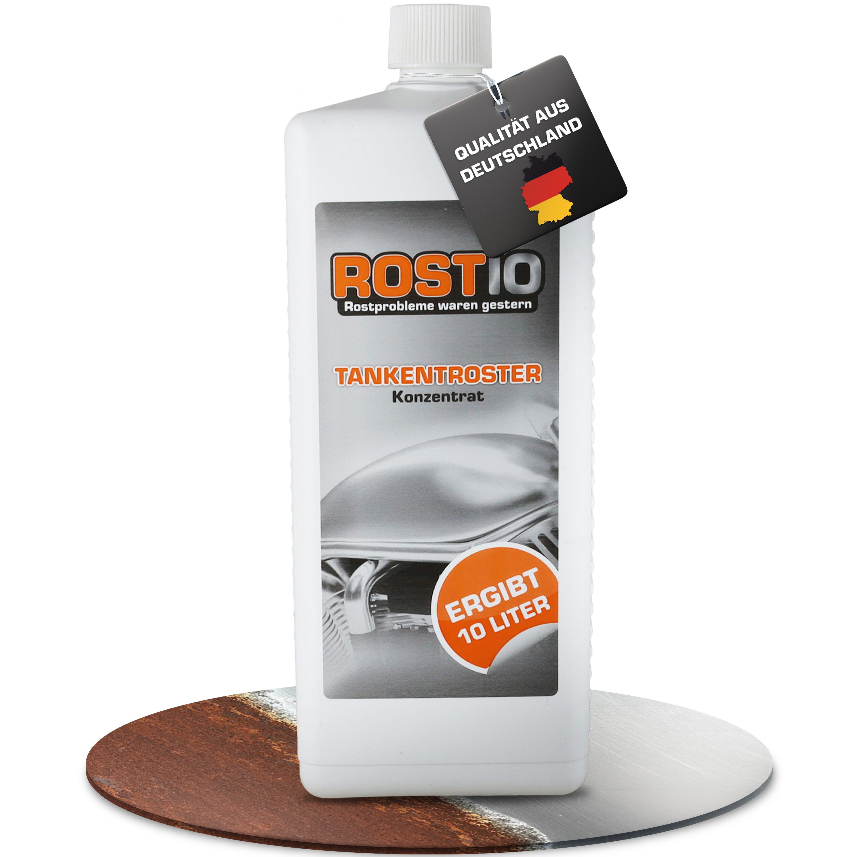Rostio Tankentroster - 1 Liter Tankentroster-Konzentrat Tankentrostung Rostentferner (Packung, [- Originalflasche 1l)