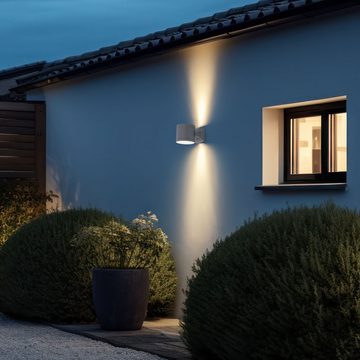 Kanlux Außen-Wandleuchte, Leuchtmittel nicht inklusive, Außen Wand Spot Strahler IP 54 UP & DOWN Leuchte Lampe Alu Druckglass