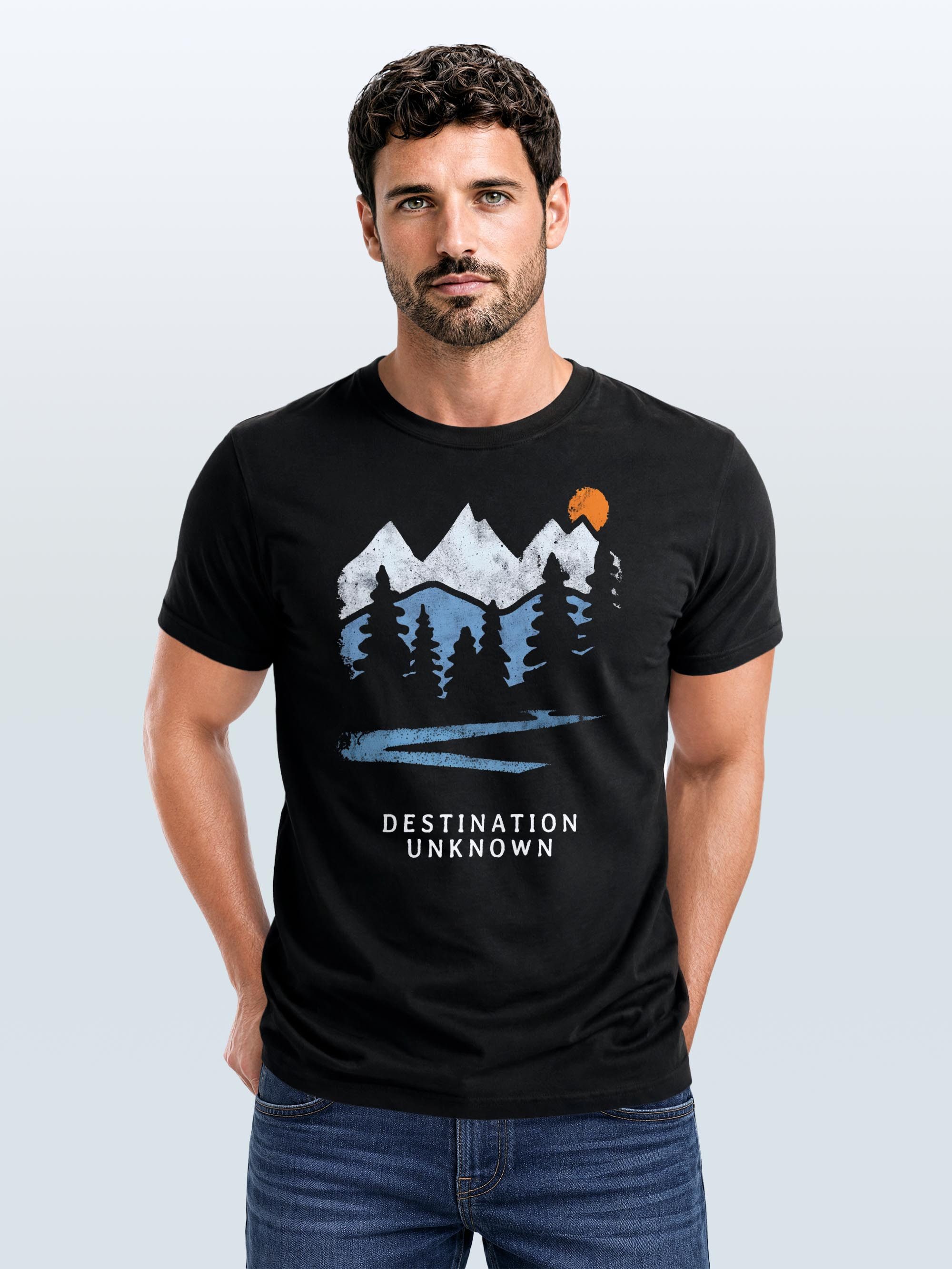 Neverless Print-Shirt Herren T-Shirt Prinstshirt Berge Wandern Adventure Outdoor mit Print