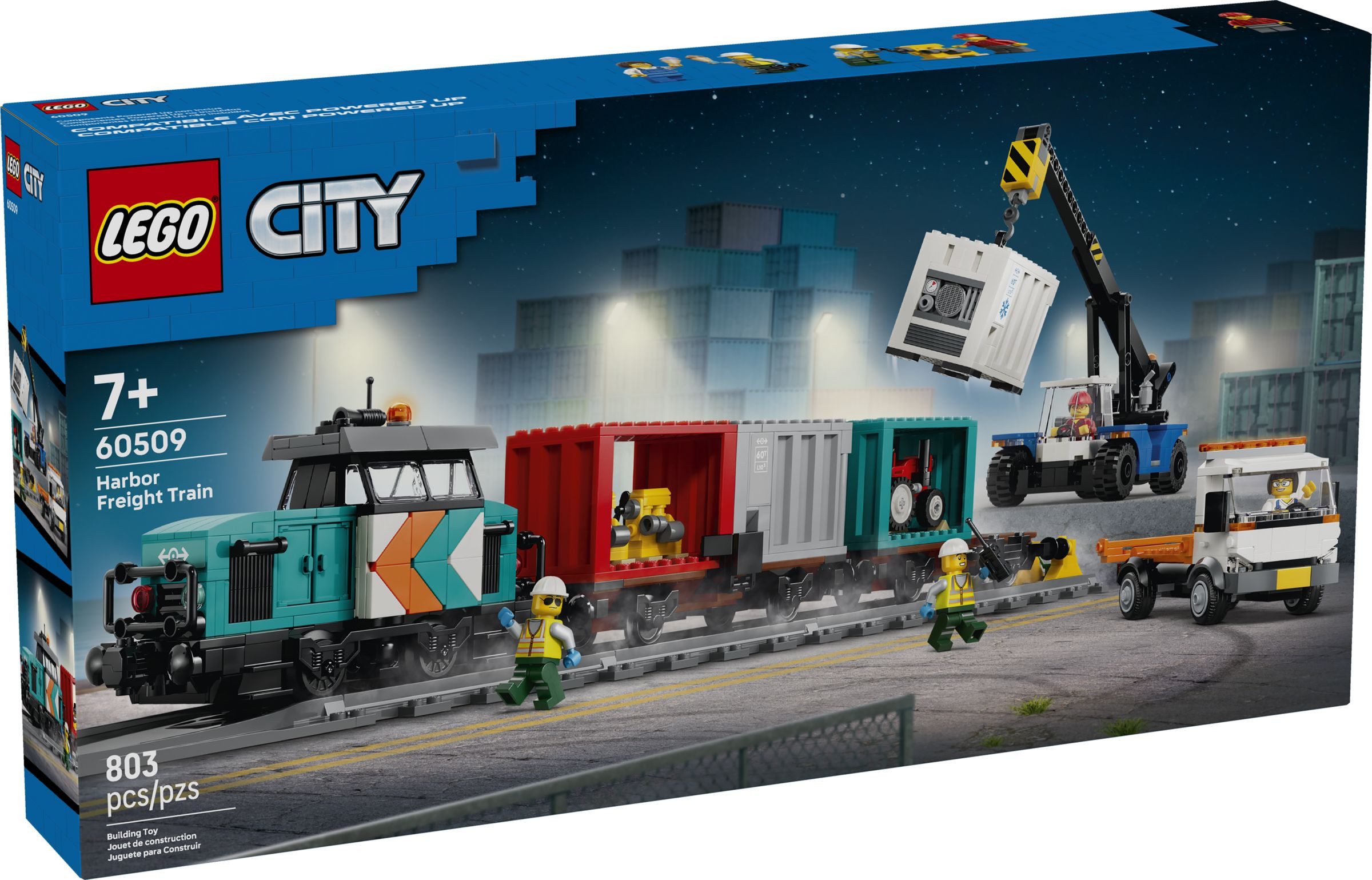 LEGO® City 60509 Hafengüterzug mit Kran und LKW Konstruktionsspielsteine, (Set, 803 Teile)