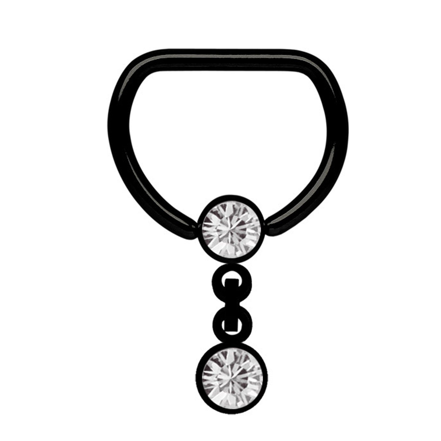 Adelia´s Brustwarzenpiercing Piercing  Brustpiercing, Stahl D-Ring BCR PVD schwarz mit Kette