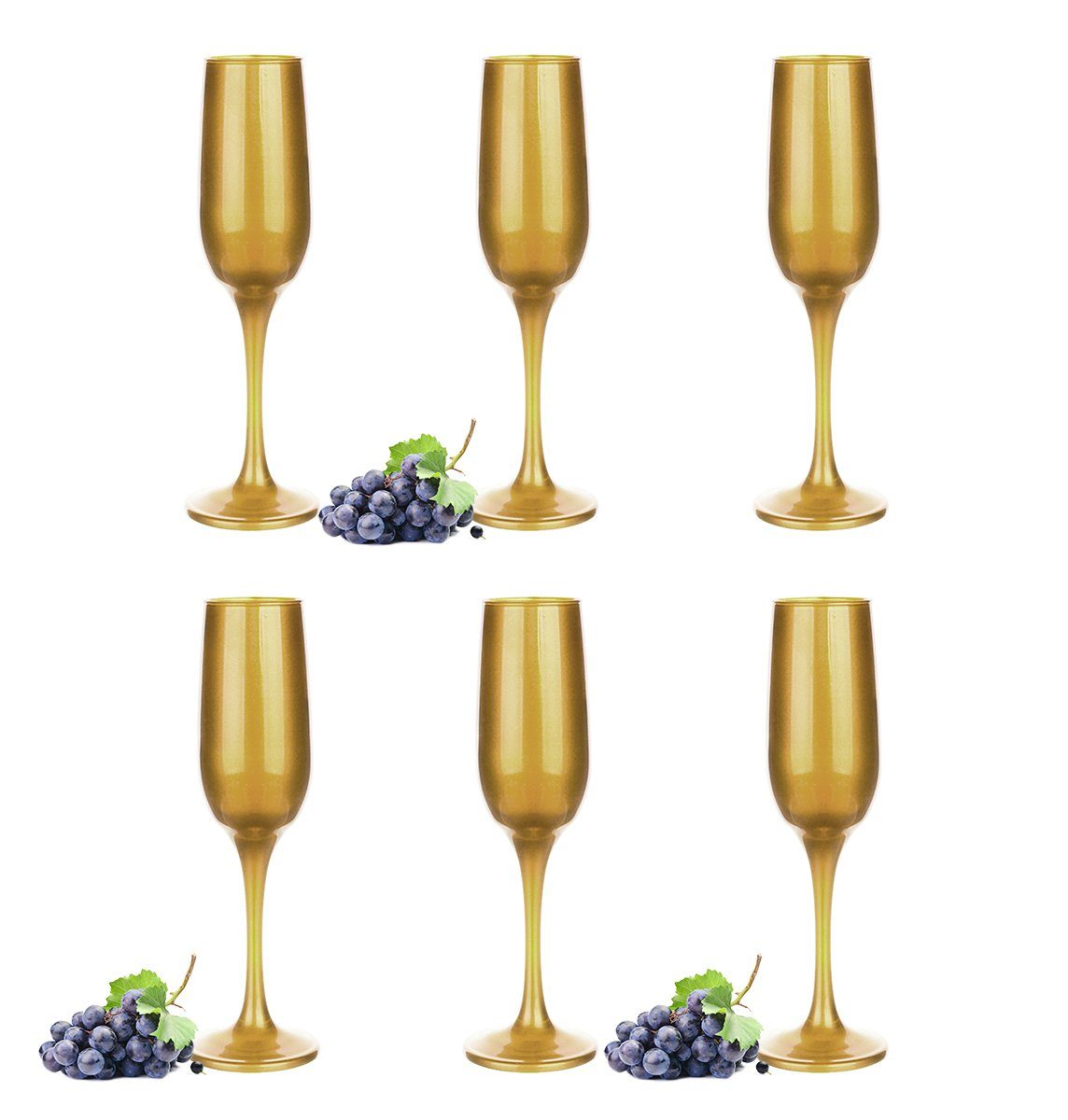 Sendez Sektglas 6 Sektgläser 200ml Mattgold Champagner Sektkelche Proseccogläser, Glas