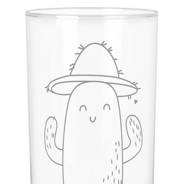 Mr. & Mrs. Panda Glas 400 ml Kaktus Hut - Transparent - Geschenk, Spruch, Glas, Kaktusliebe, Premium Glas, Unikat durch Gravur