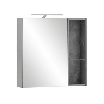 Lomadox Badmöbel-Set ALMATY-80, (Spar-Set, 3-St), in grau mit Waschbecken und LED Spiegelschrank, 150/200/45 cm