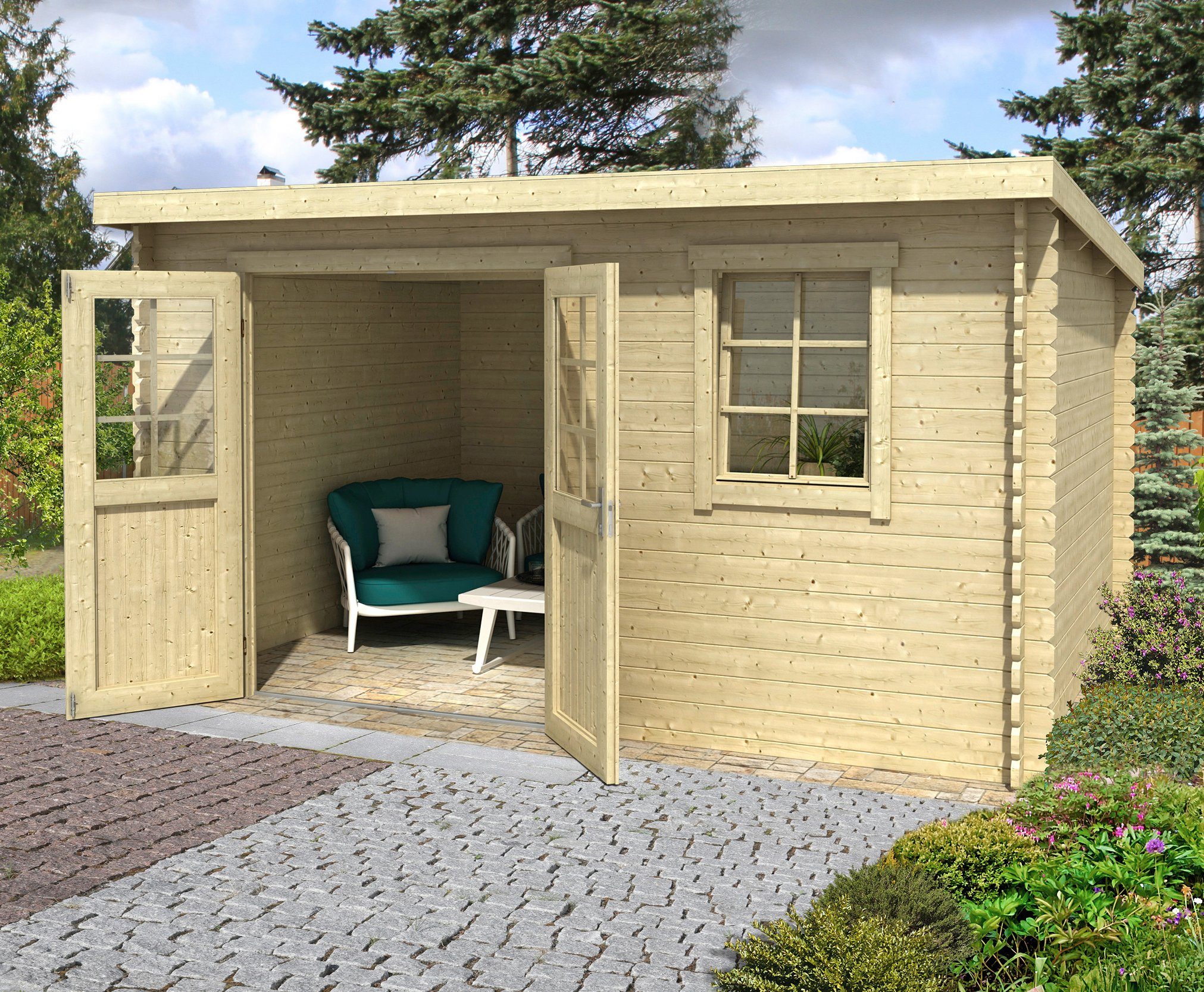 LASITA MAJA Gartenhaus Amira 275, BxT: 400x314 cm, Blockbohlenhaus 28mm
