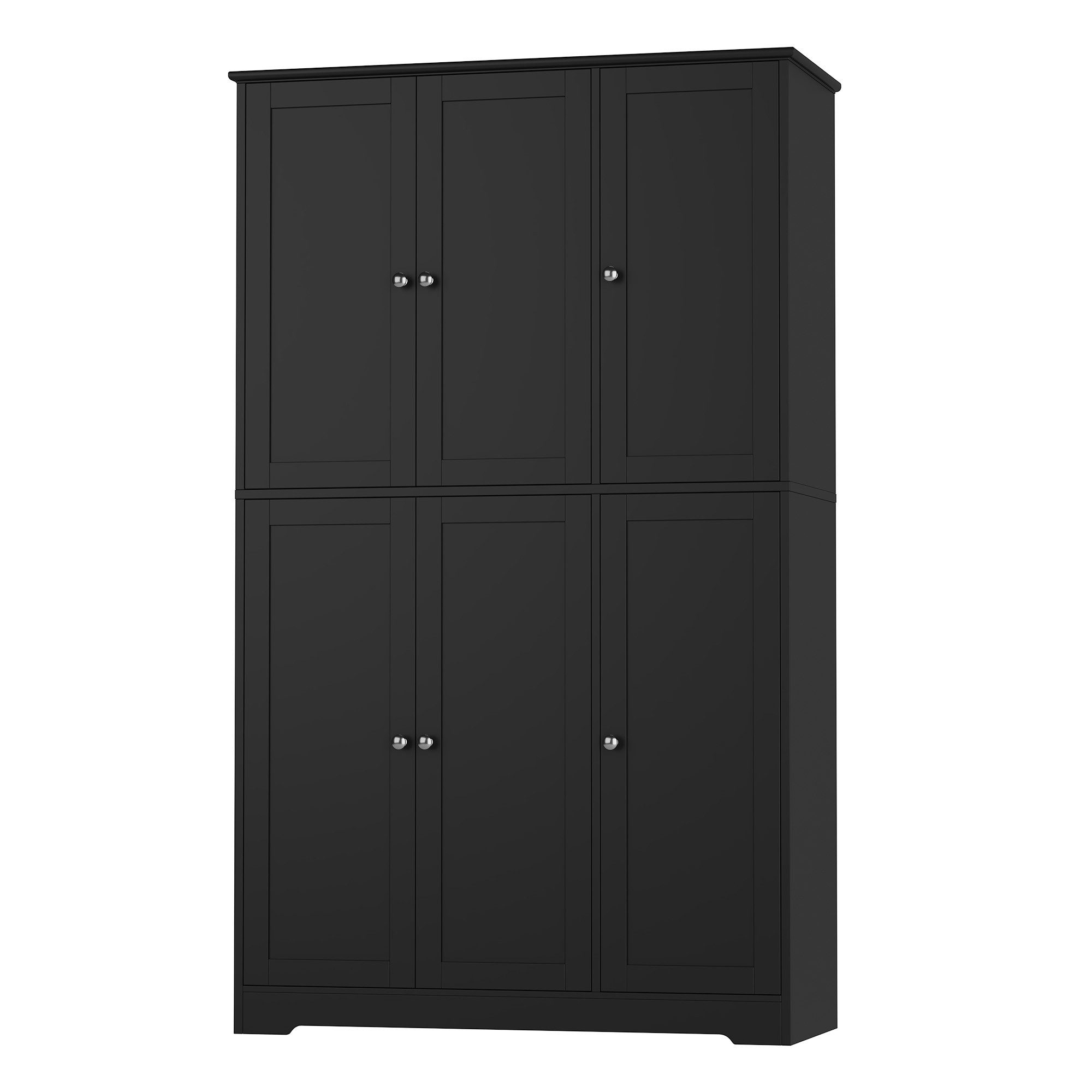 Homfa Mehrzweckschrank Küchenschrank Drehtürenschrank Kleiderschrank mit 6 Türen, Breite 106 cm, Höhe 180 cm, Putzschrank