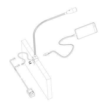 kalb Bettleuchte Flexible LED Leseleuchte inkl. USB Ladefunktion Alu silbergrau, 1er Set silbergrau, warmweiß