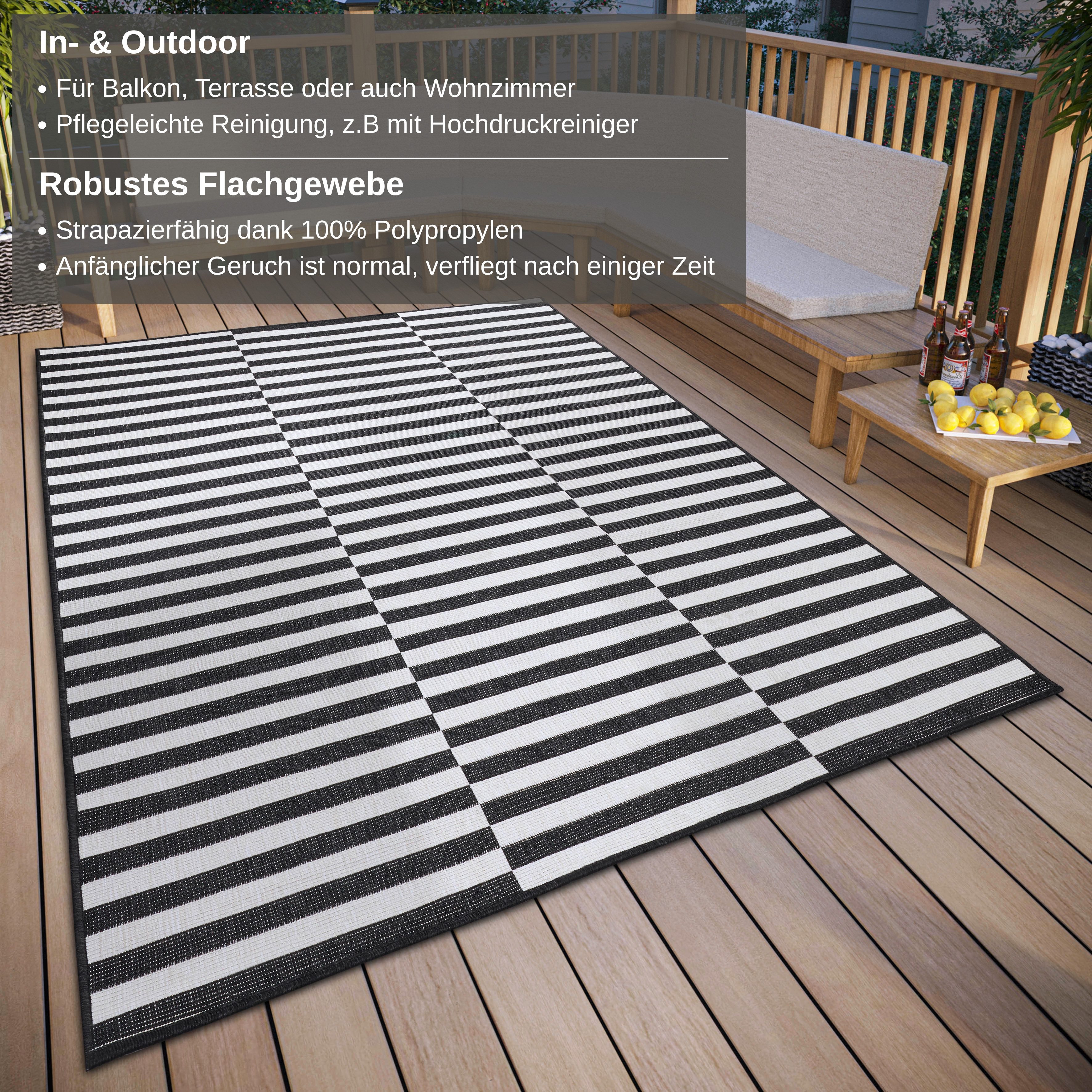 HANSE Home Sisalteppich Viela Outdoor Wendeteppich, auch als Läufer erhältlich, rechteckig, Höhe: 5 mm, schwarz weiß, Flachgewebe, Balkon, Wohnzimmer, In-Outdoor, wasserfest