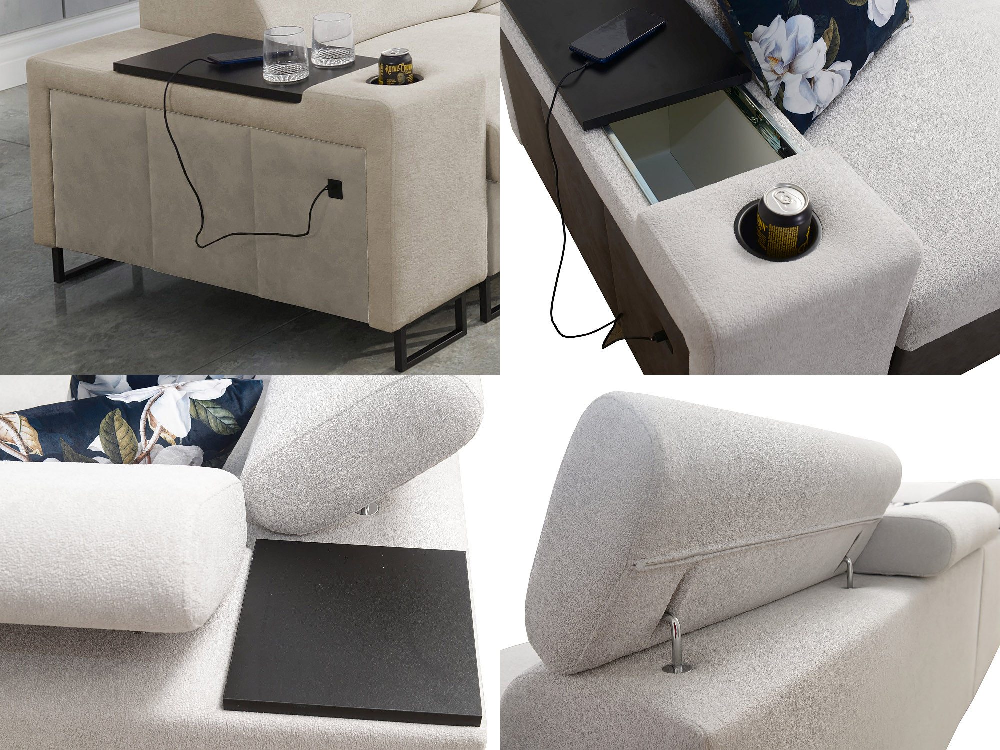 Möbel für Dich Ecksofa XXL Melody XI, mit USB-Ladestation, Ablagen, Bettfunktion und Stauraum