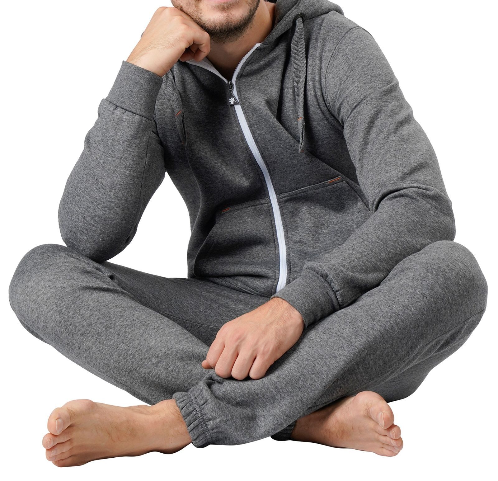 O'Poppy Jumpsuit Herren dunkelgrau (1-tlg) mit Kapuze und Eingriffstaschen