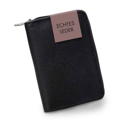 XiRRiX Mini Geldbörse Portemonnaie Damen und Herren klein mit Reißverschluss (1-tlg), klein und handlich aus anschmiegsamem Echt Leder