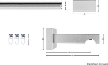 Gardinenschiene Cubus, Quader Innenlauf, GARESA, 1-läufig, Wunschmaßlänge, mit Bohren, verschraubt, Innenlauf-Vorhanggarnitur, verlängerbar, Holz-Aluminium