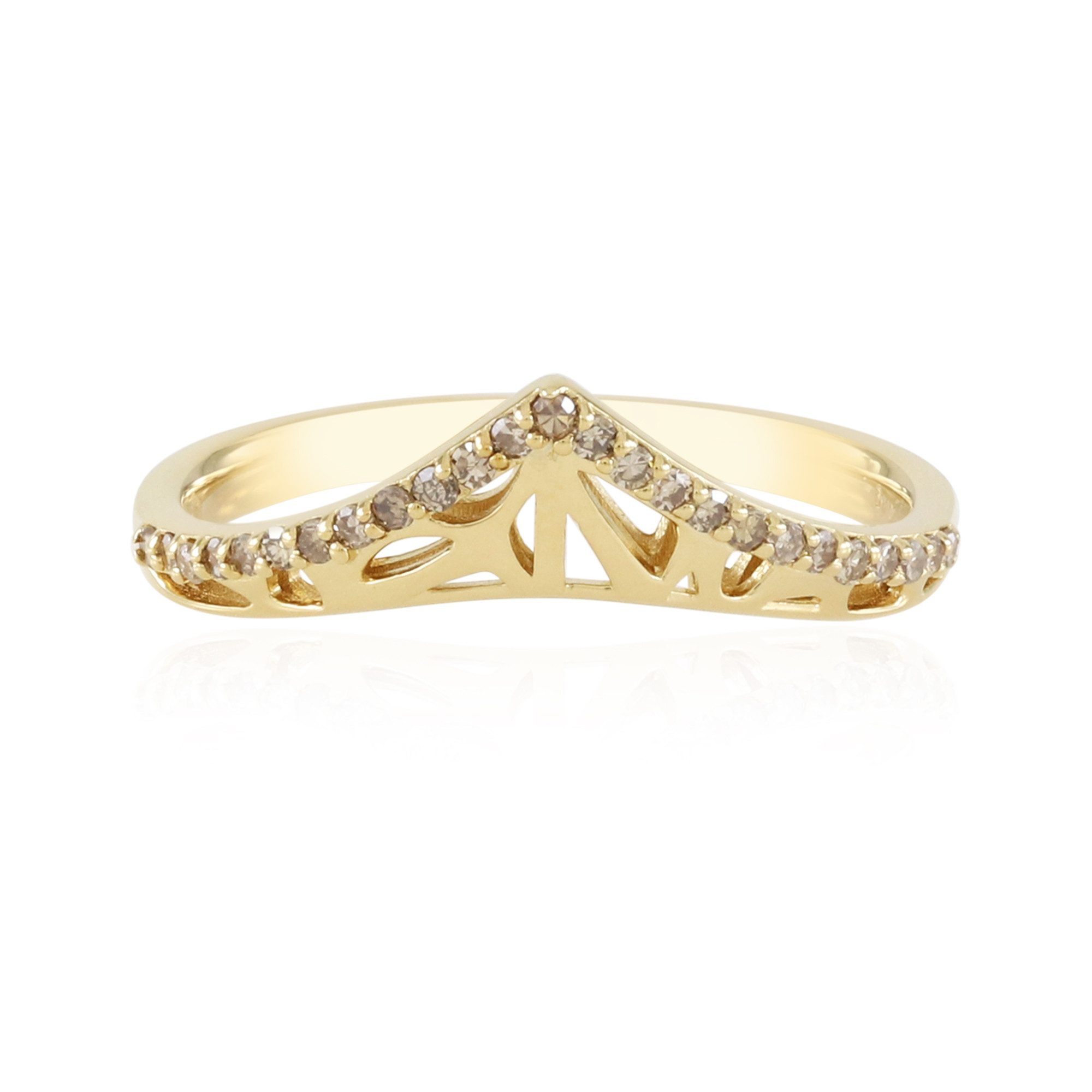 Cavill Diamantring Champagnerfarbener, diamantbesetzter, vergoldeter Silberring (1-tlg)